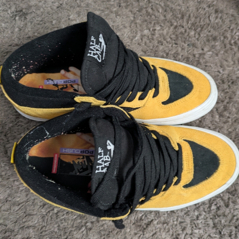 Vans Half Cab Men 8.5 Yellow and Black Sneakers Bruce Lee Used 012025 - Picture 6 of 8